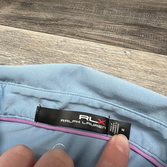 RLX Ralph Lauren Light Blue Men M Wicking Performance Plain Golf Polo Shirt - Picture 5 of 9